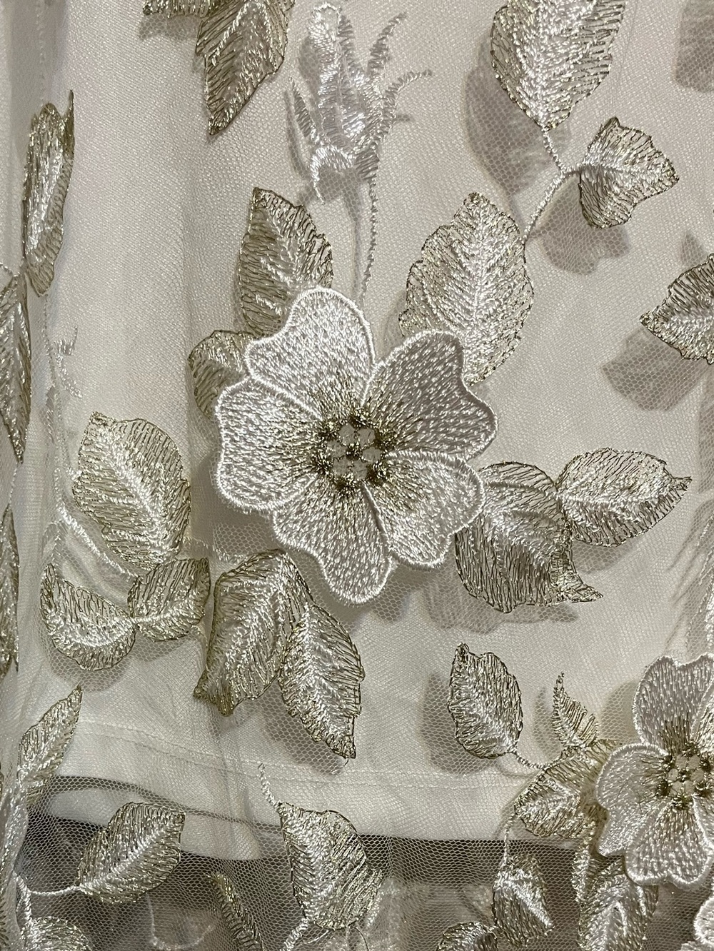 NWT Adrianna Papell Floral Embroidery Fit & Flare Ivory Midi Dress Size 12 - Picture 5 of 7